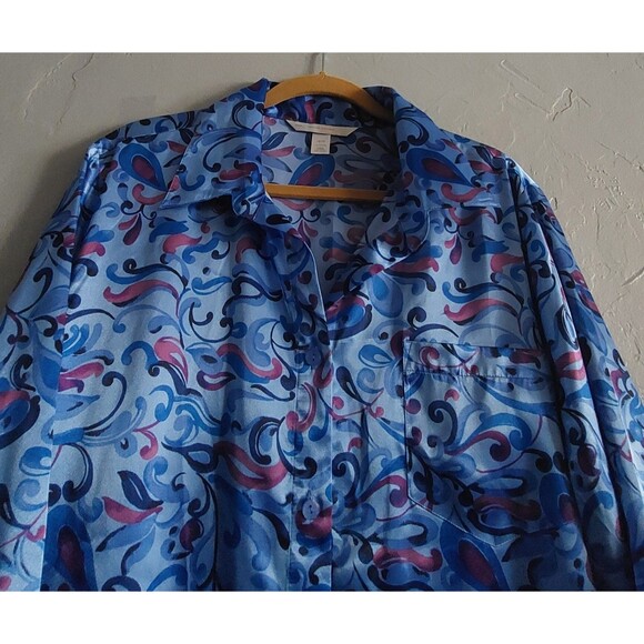 Sexy Sensual Cacique  Nightgown Women 18/20 Blue/floral Button Down Chemise. - Picture 8 of 11
